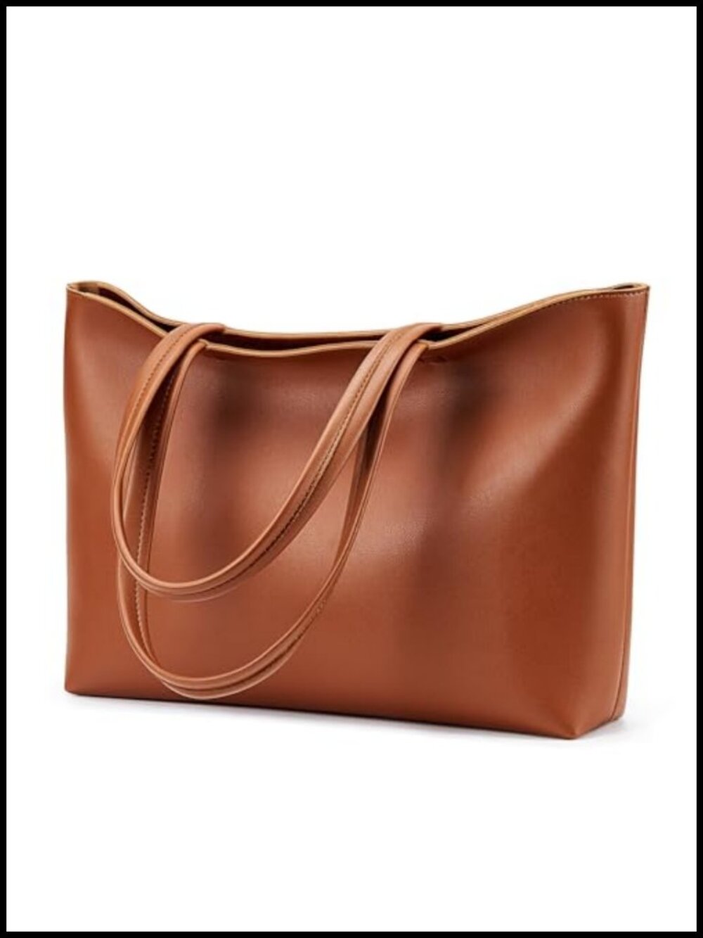 Vegan Leather Tote Bag Zipper Shoulder Satchel Purse for Women